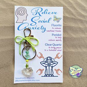 SOCIAL ANXIETY RELIEF Gemstone Crystal Keychain,  Public Speaking Charm